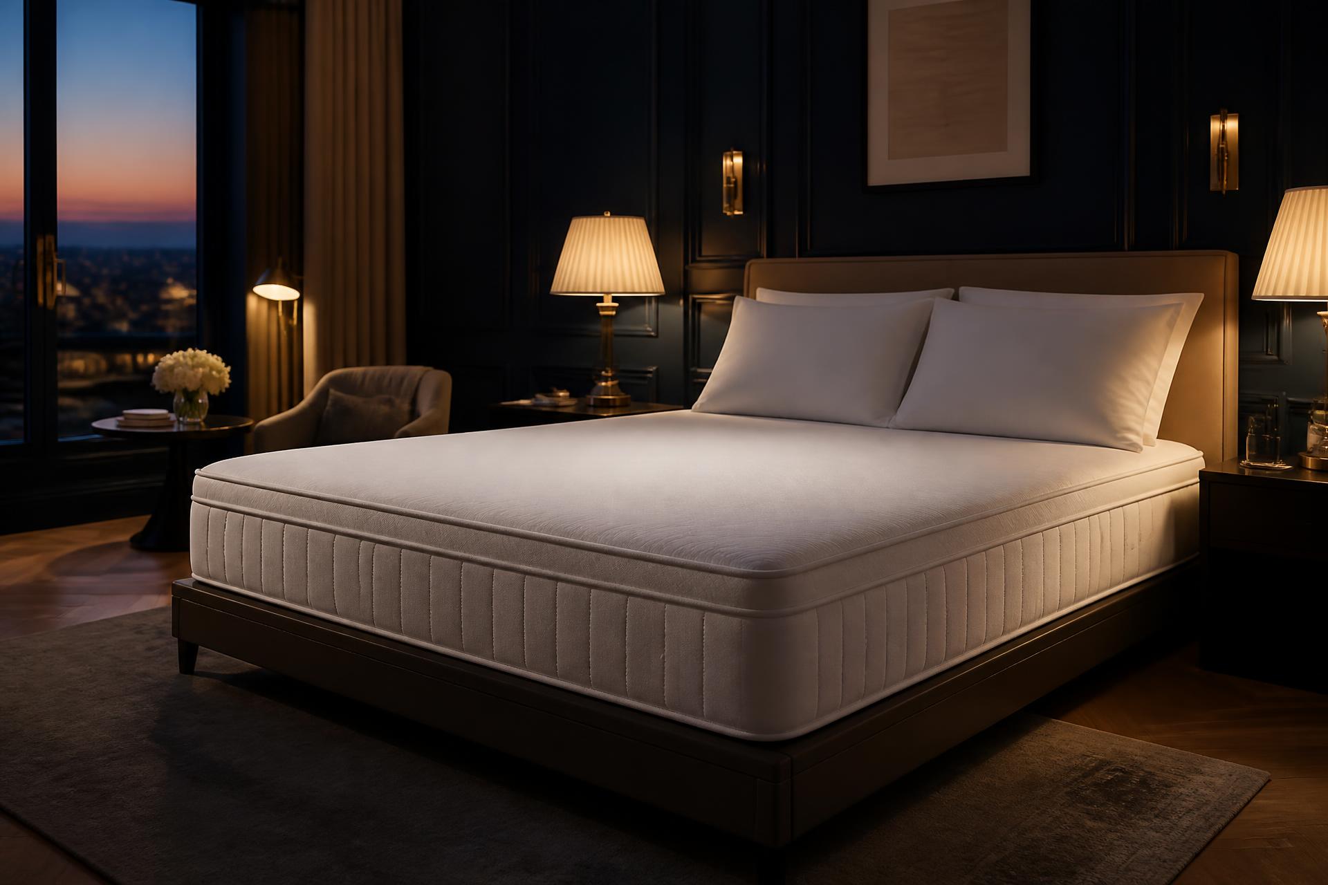 Quarto de luxo com iluminação aconchegante e colchão Domus Sleep